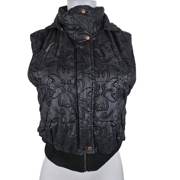 Cruel Girl  Black Filagree Hooded (Removable Hood) Women's Vest Jacket M - Picture 1 of 6